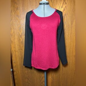 Jeans by Buffalo wine colored with Black sheer Long Sleeve Top - small.